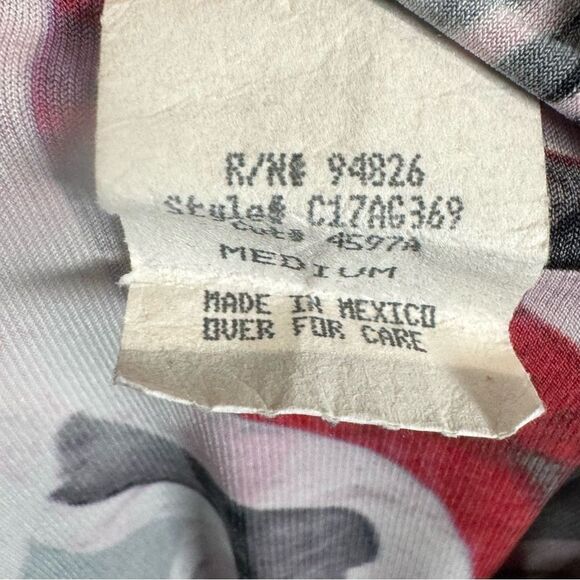 Gray and pink abstract print tie front top size medium - Picture 6 of 6